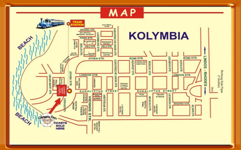 Captains Tours travel agency, cruises, excursions, Rhodes | Map of
